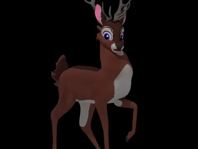 Male White Tail Deer Low-poly 3D model