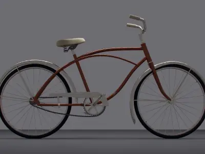 Vintage 1960s Beach Cruiser Bicycle 3D model