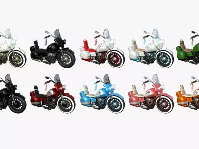 10 Motorcycle Cartoon B Collection - Custom Vehicle Design 3D Model Pack
