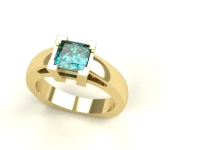 Princess Cut Solitaire Size 6 Diamond Ring Gold Ladies Jewelry 3D print model