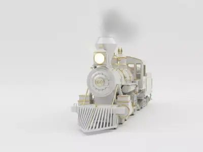 Classic Steam Train Low-poly 3D model