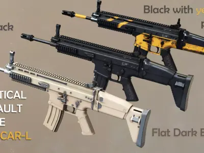 SCAR-L - FDE Black Noir PUBG Low-poly 3D model