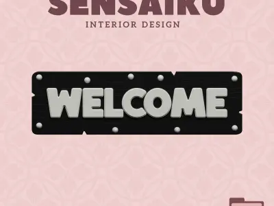 Welcome Door Sign 3D Print File for DIY Home Decor Sensaiku 3D print model