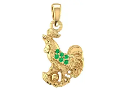 Luxury Rooster Pendant with Gemstone Accents 3019 3D print model