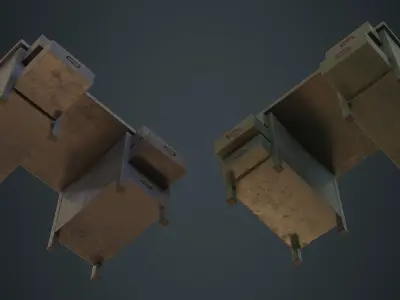 Desk 1C Low-poly 3D model