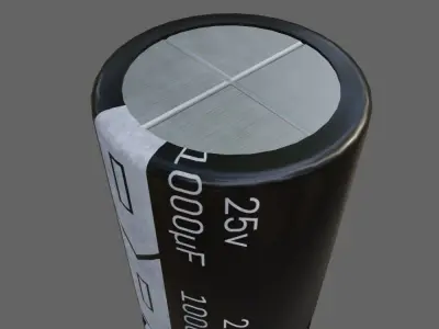 Electrolytic Capacitor - Electronic circuit parts Low-poly 3D model