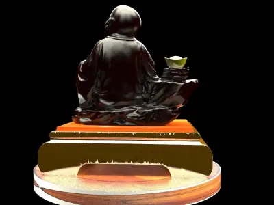 Chinese gold Ingot and monk  3D model