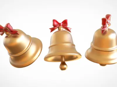 Christmas Bells Realistic Holiday Decoration Asset 001 Low-poly 3D model