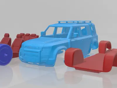 Land Rover Defender Explorer  Separate Parts 3D Model 3D print model