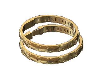 CC brand pattern rounded flexture clasp bracelet 3D print model