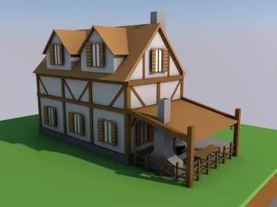 Low-Poly House Blacksmith Free low-poly 3D model