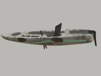 Kayak 3D model with laptop Low-poly 3D model