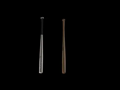 baseball bat wood and steel Low-poly 3D model