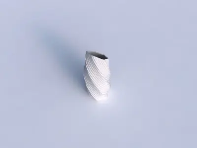 Vase twisted bent hexagon with twisted diagonal grid dents 3D print model