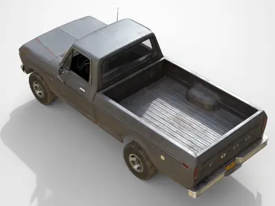 Ford Classic F100 pickup 1976 Old Grey Low-poly 3D model