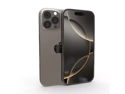 iPhone 16 in Natural Titanium 3D model
