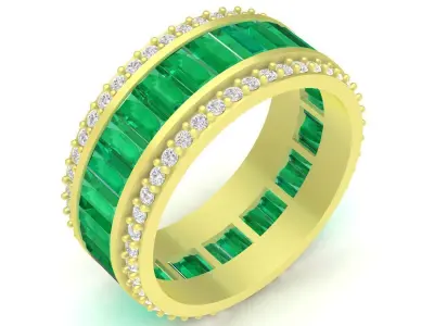 Luxury Baguette Gemstone Eternity Ring  3892 3D print model
