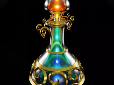 genie lamp magic 3D model 3D model