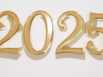 3D 2025 Year Numbers - Celebratory Design  Low-poly 3D model