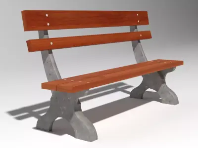 Bench made of wood and concrete Free 3D model