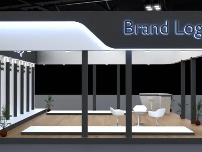 2 side open modern exhibition stall design for brand showcases Low-poly 3D model