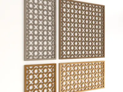  Wood Arabic Islamic pattern decorative grill screen 3D model
