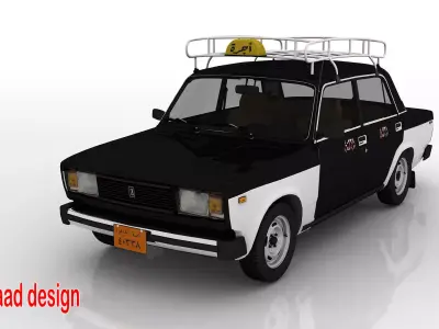 vaz 2105 taxi cairo 1990 3D model