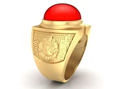Luxury Red Gem Dragon Men Ring  2142 3D print model