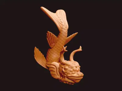 Mythical Dragon Koi Fish  3D Print Model 3D print model