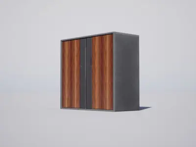 Cabinet wooden with doors and drawers Low-poly 3D model