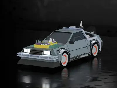 Car Back to the Future Low-poly 3D model