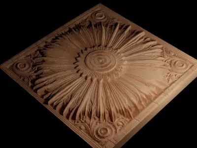 Sunburst Radiance Sandcasting Bas High Relief CNC 3D print model