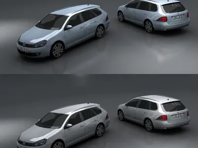Volkswagen Golf Variant Low-poly 3D model