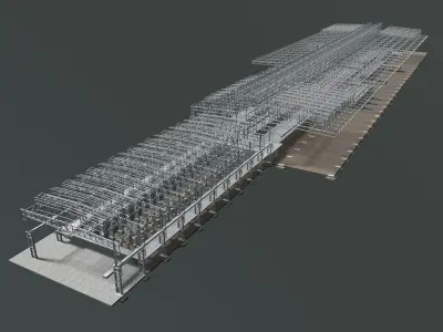 Factory building structure 23zz39 3D model