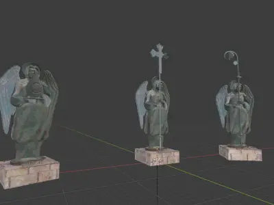 Angels Statues Low-poly 3D model