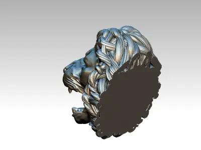African Head Bust Detailed Lion Angry Roar 3D print model