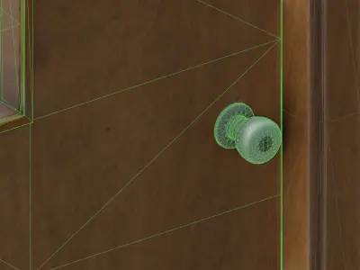 Old dirty wooden door 05B Low-poly 3D model