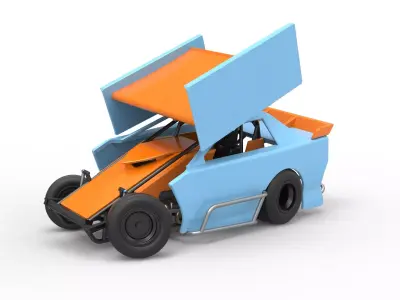 New Zealand Modified Stock car while turning V2 Scale 1 to 25 3D print model