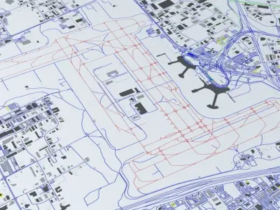 Toronto Pearson YYZ Airport Roads Buildings and Public Transport 3D model
