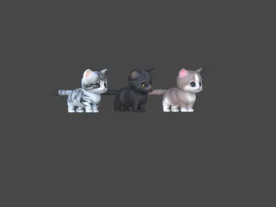 Animate Munchkin Cat Low-poly 3D model