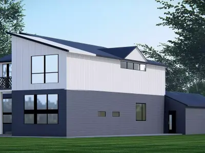 Modern Two-Story American House Contemporary Home Exterior 3D  3D model