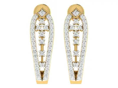 Solitaire Women Drop Earring 3dm STL OBJ FBX Render Details 3D print model 10