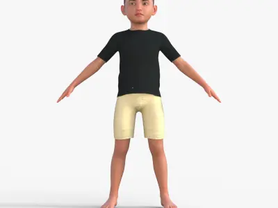 Realistic 3D Boy Child Character Rigged 3D model purchase