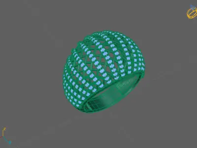 STL 3DM Print Ready Women Diamond Ring Lightweight Printable  3D print model 60