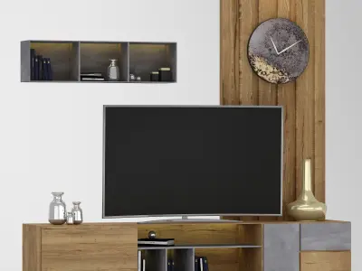 tv wall Low-poly 3D model