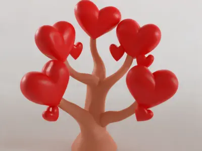 Heart Tree 3D Model Love Decoration STL for Printing 3D print model