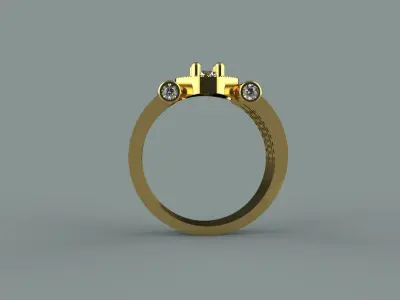 mens ring with a round stone in a round shape 3D print model