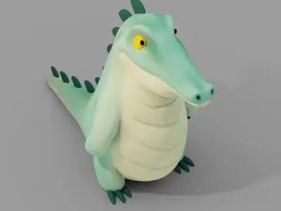 Cartoon Crocodile Low-poly 3D model