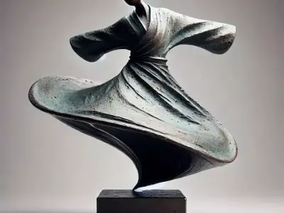 Abstract Dancer Sculpture 3D Bronze Art Figure Motion Low-poly 3D model