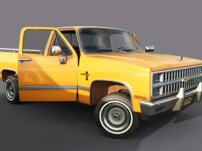 Chevrolet C10 1982 Orange Low-poly 3D model